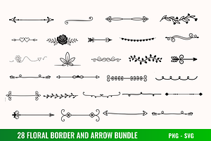 Floral Border And Arrow Bundle SVG