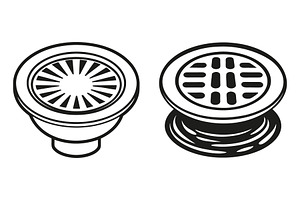 Two different drain designs, an Object Graphic by Billah Hub