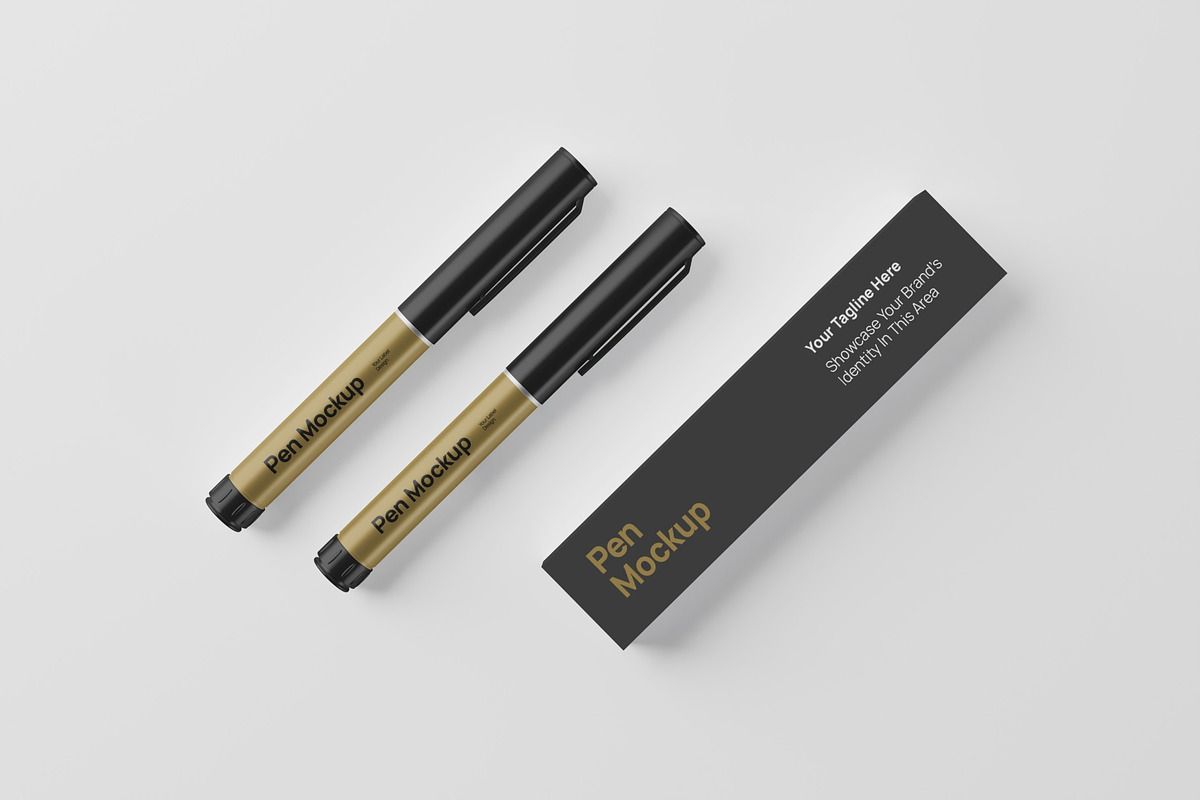 Pen With Box Mockup, a Pens & Pencil Mockup by graphicook (Photo 3 of 4)