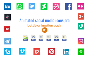 Animated social media icons pro, a Templates & Theme by lottie pro