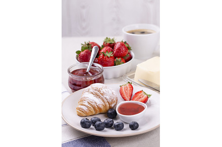 Breakfast with fresh croissant and, a Food & Drink Photo by Diary of impressions