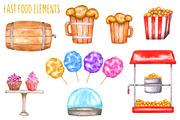Watercolor food trucks and carts, a Food Illustration by Olha's watercolor (Thumbnail 7 of 10)