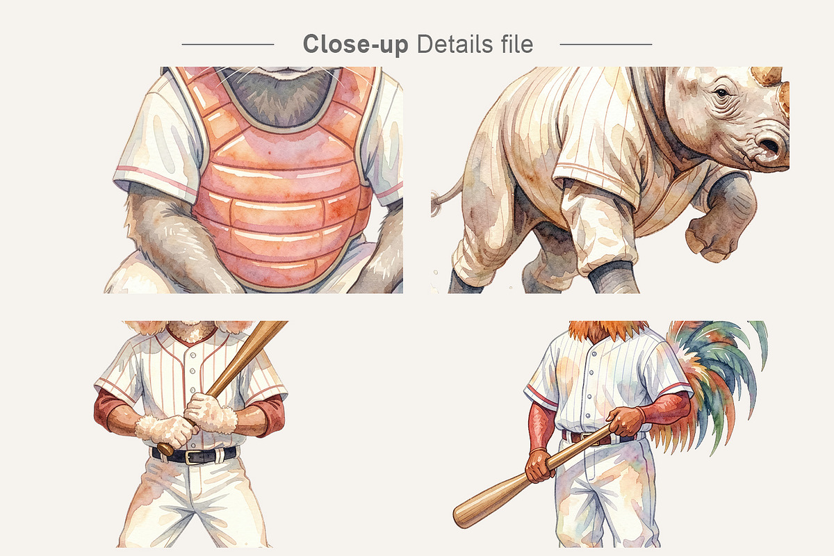 Vintage Animal Baseball PNGs, an Illustration by Artnoy (Photo 4 of 8)