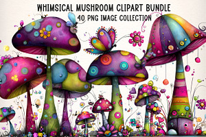 Whimsical Mushroom Clipart Bundle, an Illustration by Dream Creation