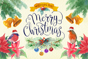 watercolor christmas clipart, an Illustration by Art & Things (Thumbnail 1 of 12)