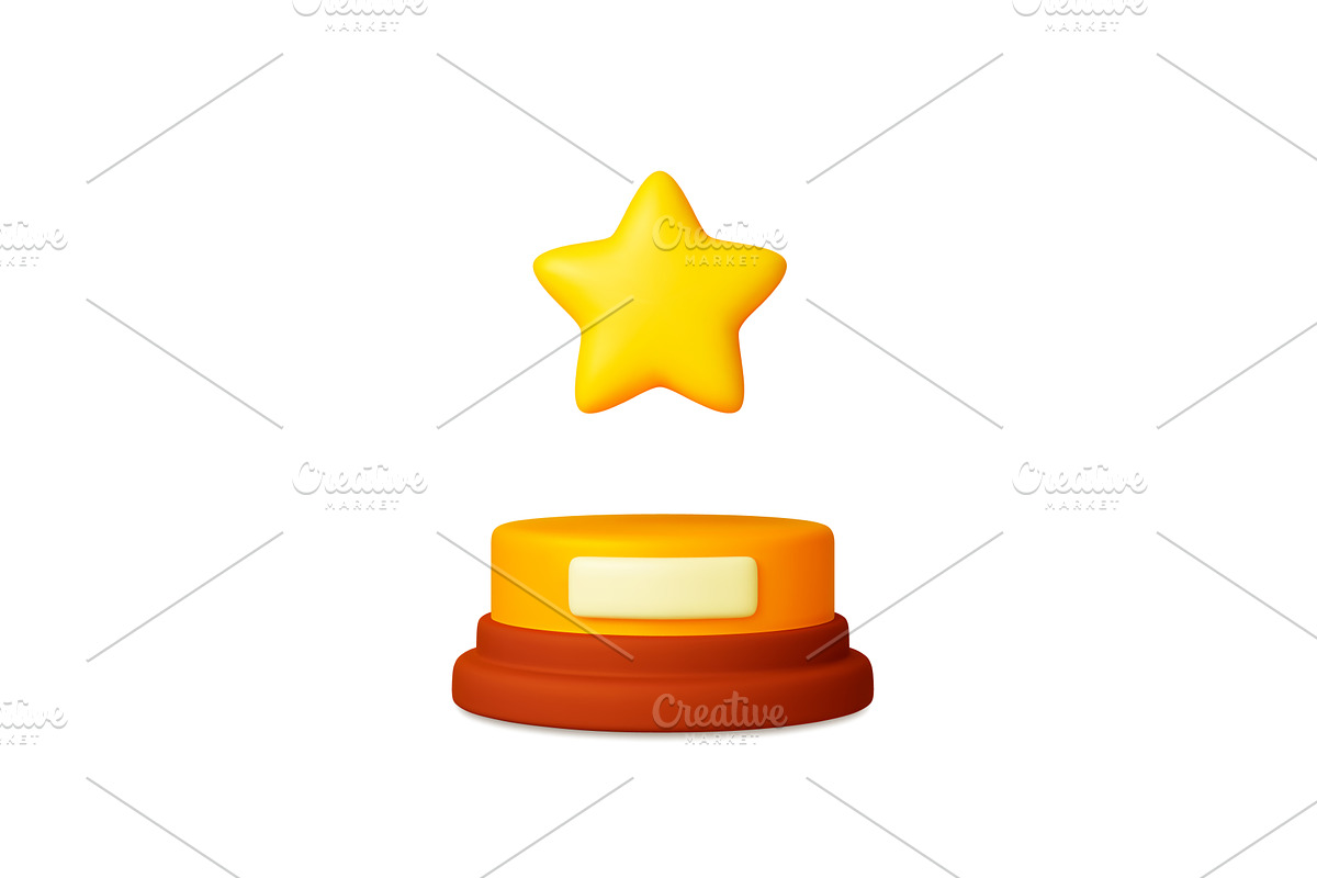 Gold star on empty stand, 3d icon, an Object Illustration by Valerie Bodnar