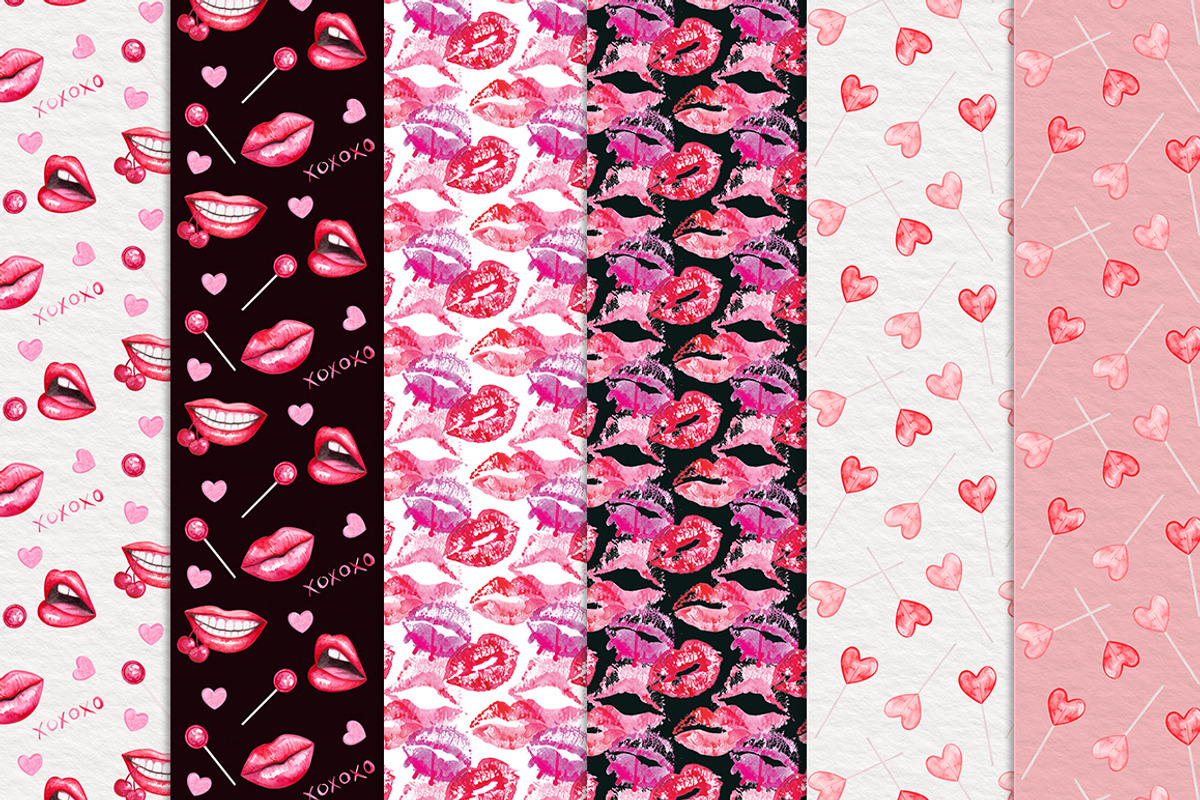 Watercolor Lips Collection, an Illustration by Dapper Dudell (Photo 7 of 7)