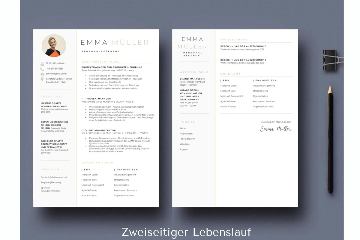 Bewerbungsvorlagen, Lebenslauf, a Resume Template by Climbwithelevator (Photo 3 of 10)