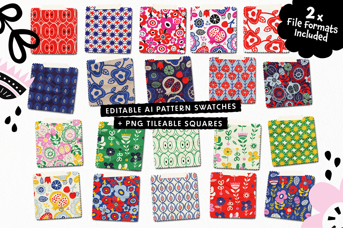 Fruity Floral Folk Collection, a Pattern Graphic by rouxsupplyco (Photo 3 of 12)