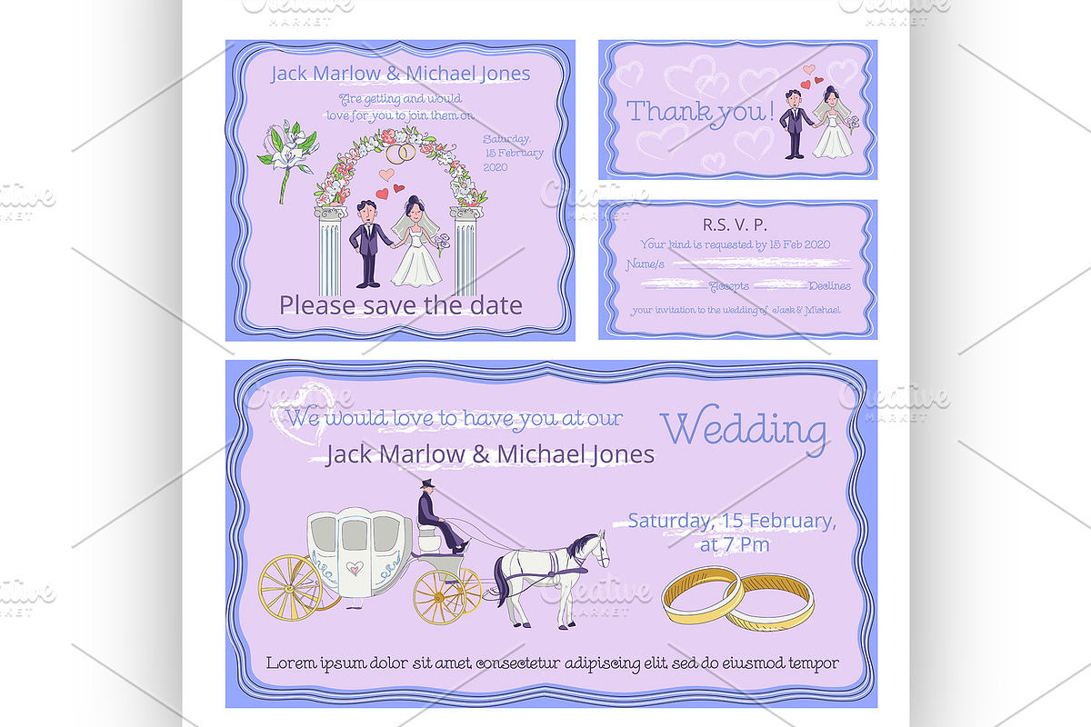 Wedding invitation, thank you card, a Flyer Template by Netkoff