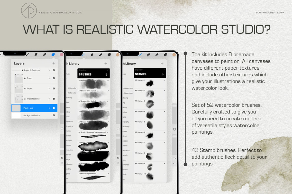 Real Watercolor Procreate Brushes, a Brush Add-On by AP Studio (Photo 2 of 12)