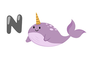 Alphabet N Narwhal Narwhale Fish