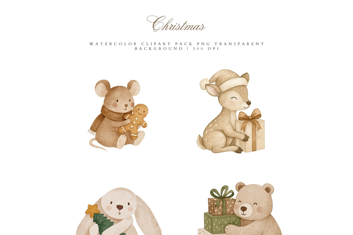 Cute Christmas Woodland Clipart, an Illustration by Pati Paints (Photo 4 of 8)