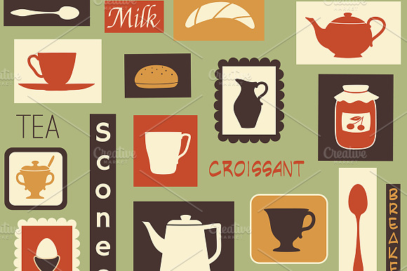 2 Retro Patterns With Kitchen Dishes