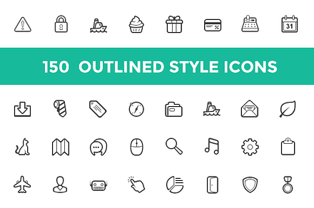 Outlined Style Icon Set, an Outline Icon by Web Icon Set
