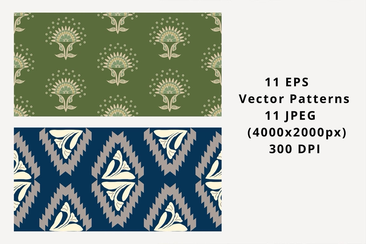 Folk Floral Patterns, a Pattern Graphic by Trisuphat (Photo 5 of 5)