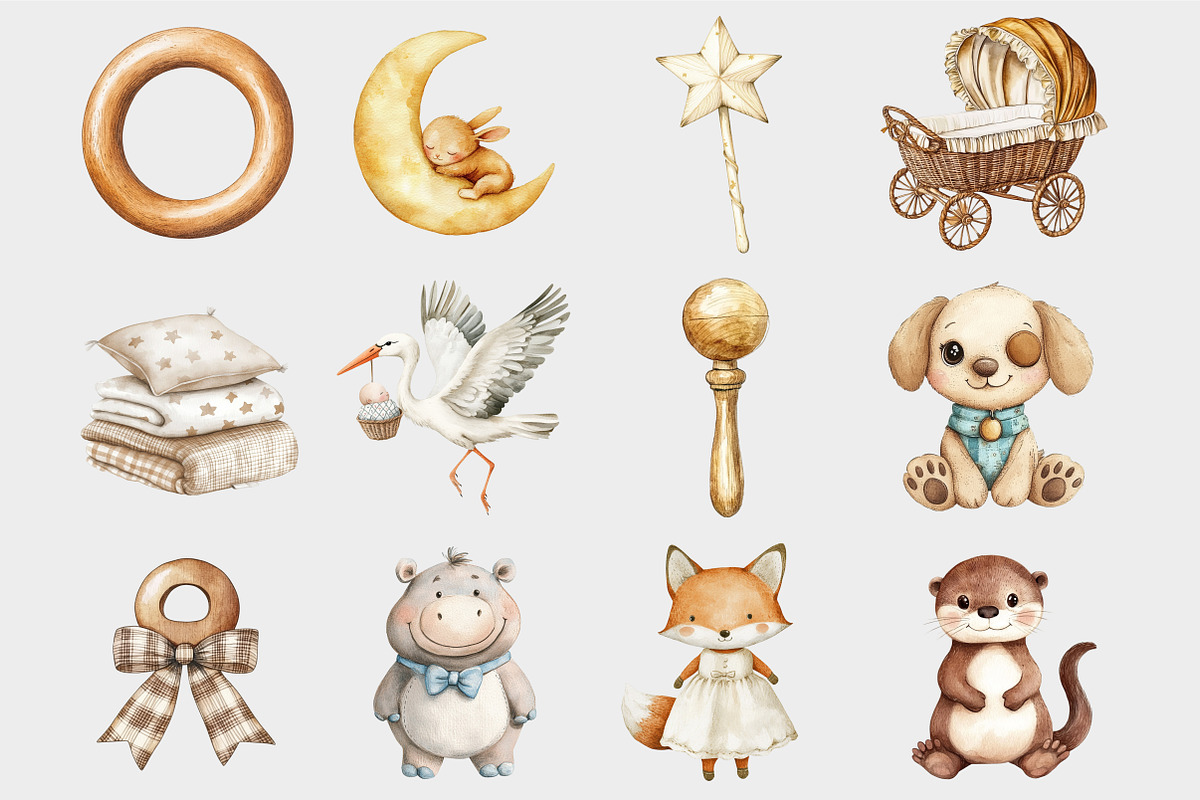 Watercolor Baby Toy Clipart, a Seasonal Illustration by Design Market (Photo 4 of 5)