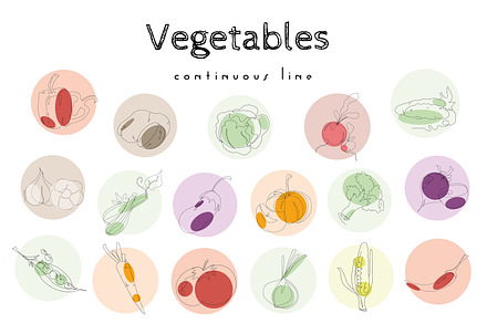 Vegetables in continuous line SET