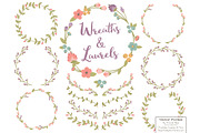 Vintage Vector Flower Wreaths, an Illustration by Amanda Ilkov (Thumbnail 1 of 3)