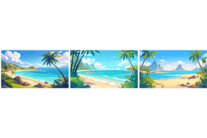 Beaches landscape set. Tropical, an Illustration by Stock-Smart-Start