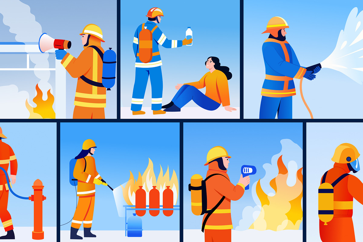Animated Firefighter Illustration, a Work Illustration by Brickclay (Photo 3 of 4)