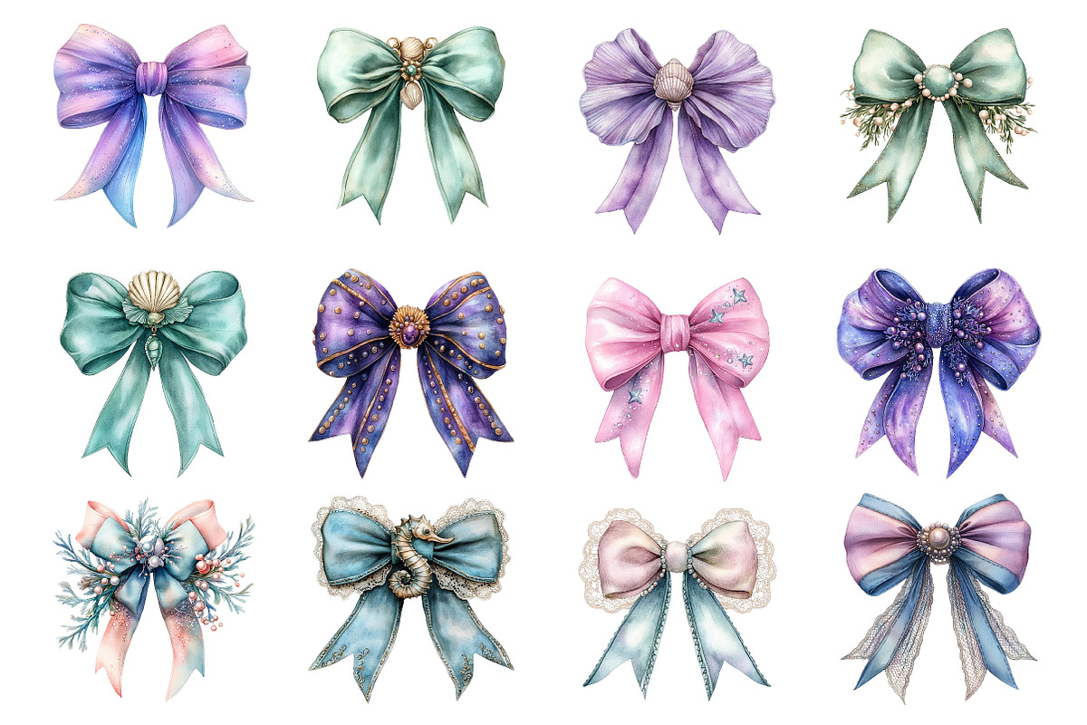 Mermaidcore Coquette Bow PNG, an Illustration by SinaCreation (Photo 3 of 5)