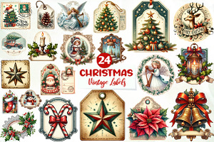 Vintage Christmas Labels Sublimation