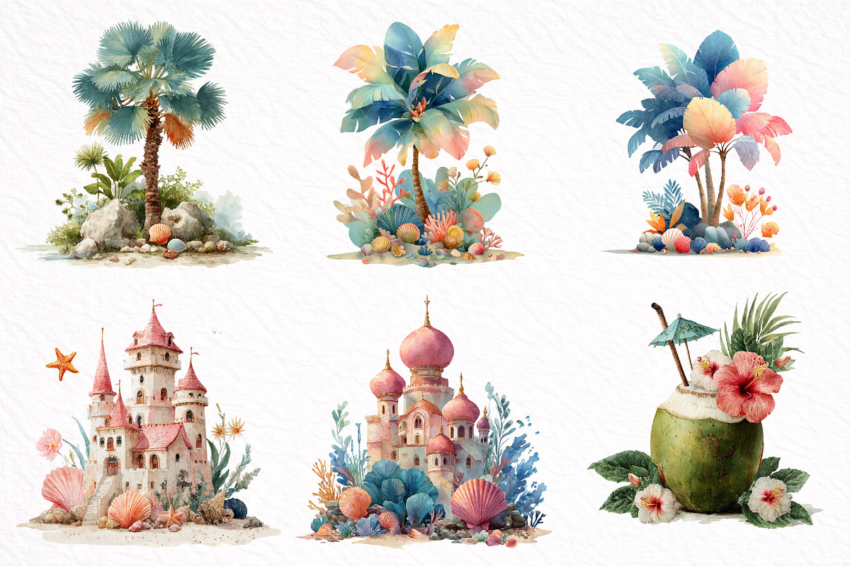 Watercolor Summer Clipart, an Illustration by DreamArtGraphic (Photo 2 of 8)