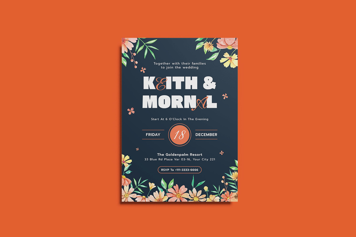 Fest Floral Wedding Invitation, an Invitation Template by iDoodle Studio (Photo 2 of 3)