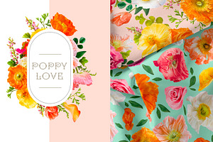 Poppy Love Floral Clip Art