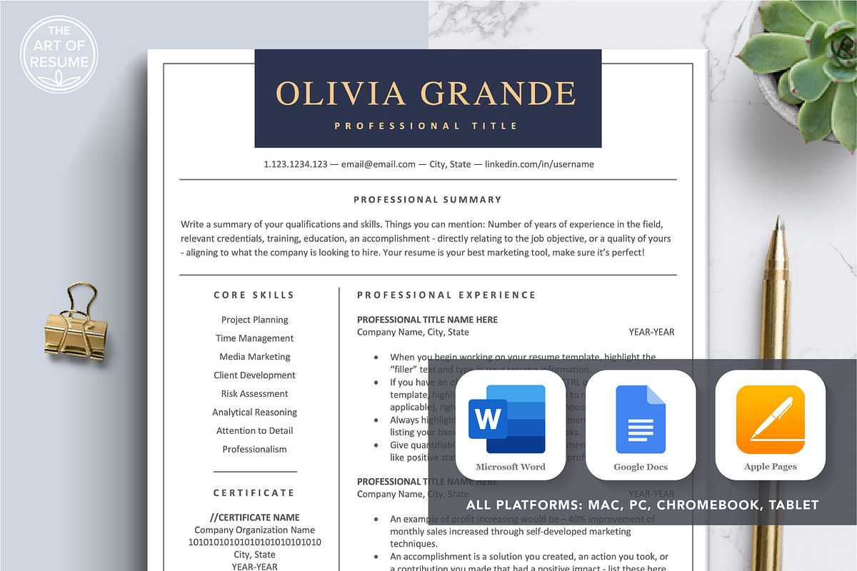 Editable Resume CV Template Design, a Resume Template by The Art of Resume (Photo 1 of 9)