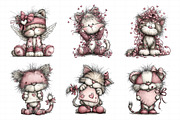 Quirky Valentines Cats Clipart, an Illustration by Daily.Designs (Thumbnail 5 of 8)