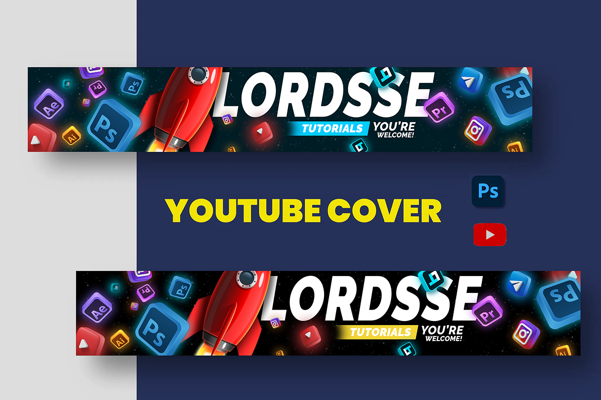 Artistic MultiPurpose YouTube Banner, a Social Media Template by Lordsse (Photo 1 of 3)