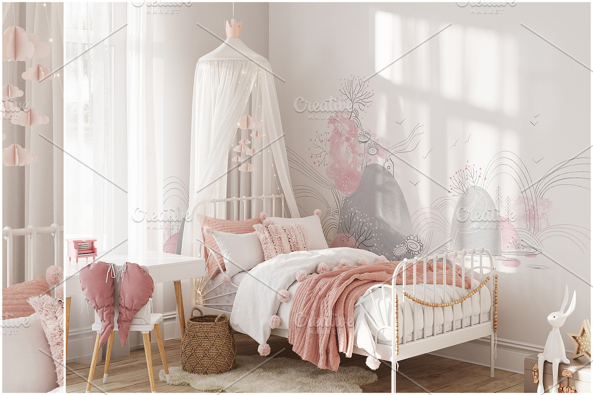 Kids Wall & Frame Mockup Bundle 7, a Print Template by Yuri-U (Photo 8 of 22)
