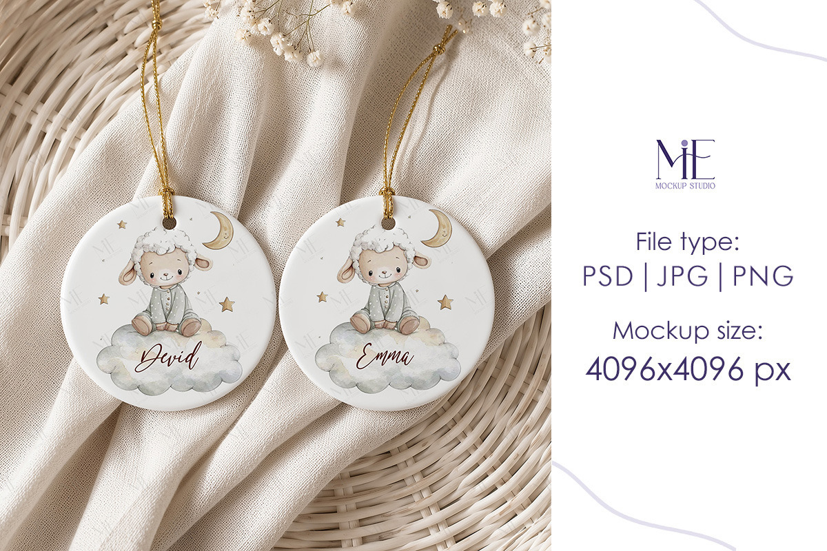 Round Ceramic Ornament Mockup Set, a Merchandise Mockup by Mie Mockup Studio (Photo 6 of 7)