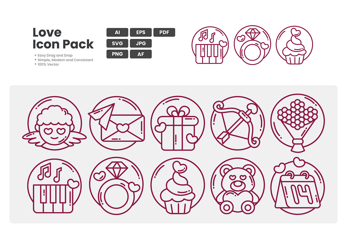 Love Icon Pack, an Outline Icon by erifqizeicon (Photo 2 of 3)