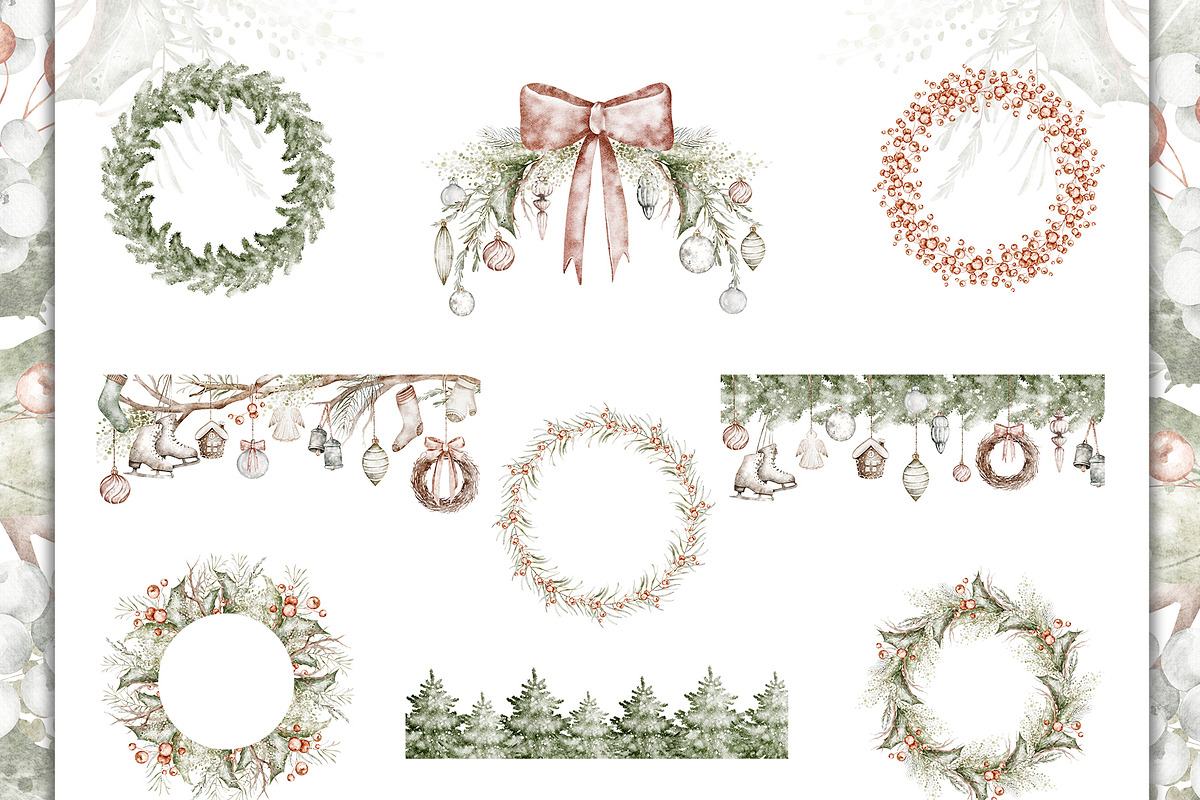 Boho‑Nordic Christmas Watercolor Set, a Seasonal Illustration by LenArt (Photo 4 of 17)