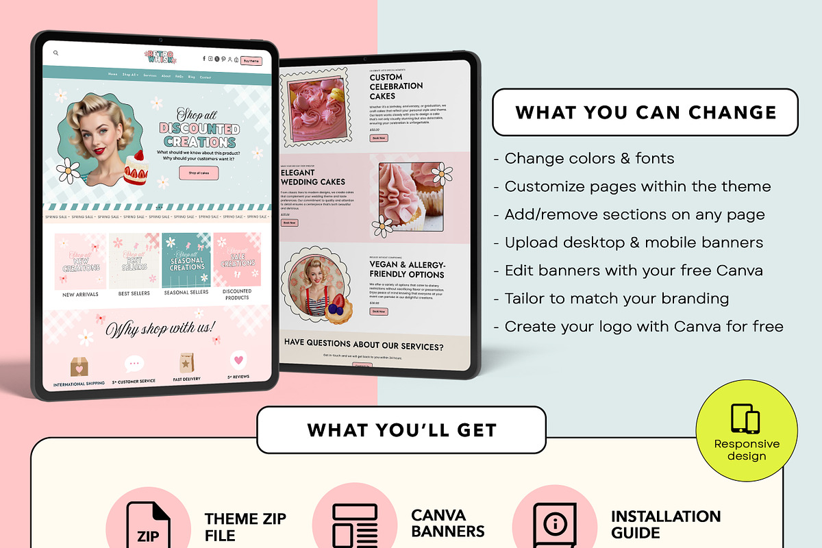 Retro Bakery Shopify Theme Bundle, a Shopify Template by Template Twist Shop (Photo 4 of 9)