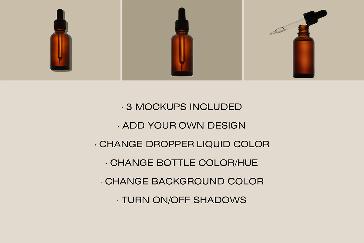 Amber Dropper Bottle Mockup, a Packaging Mockup by Copal (Photo 2 of 18)