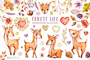Forest Nursery Watercolor clipart, an Animal Illustration by UlitkaStudio (Thumbnail 1 of 8)