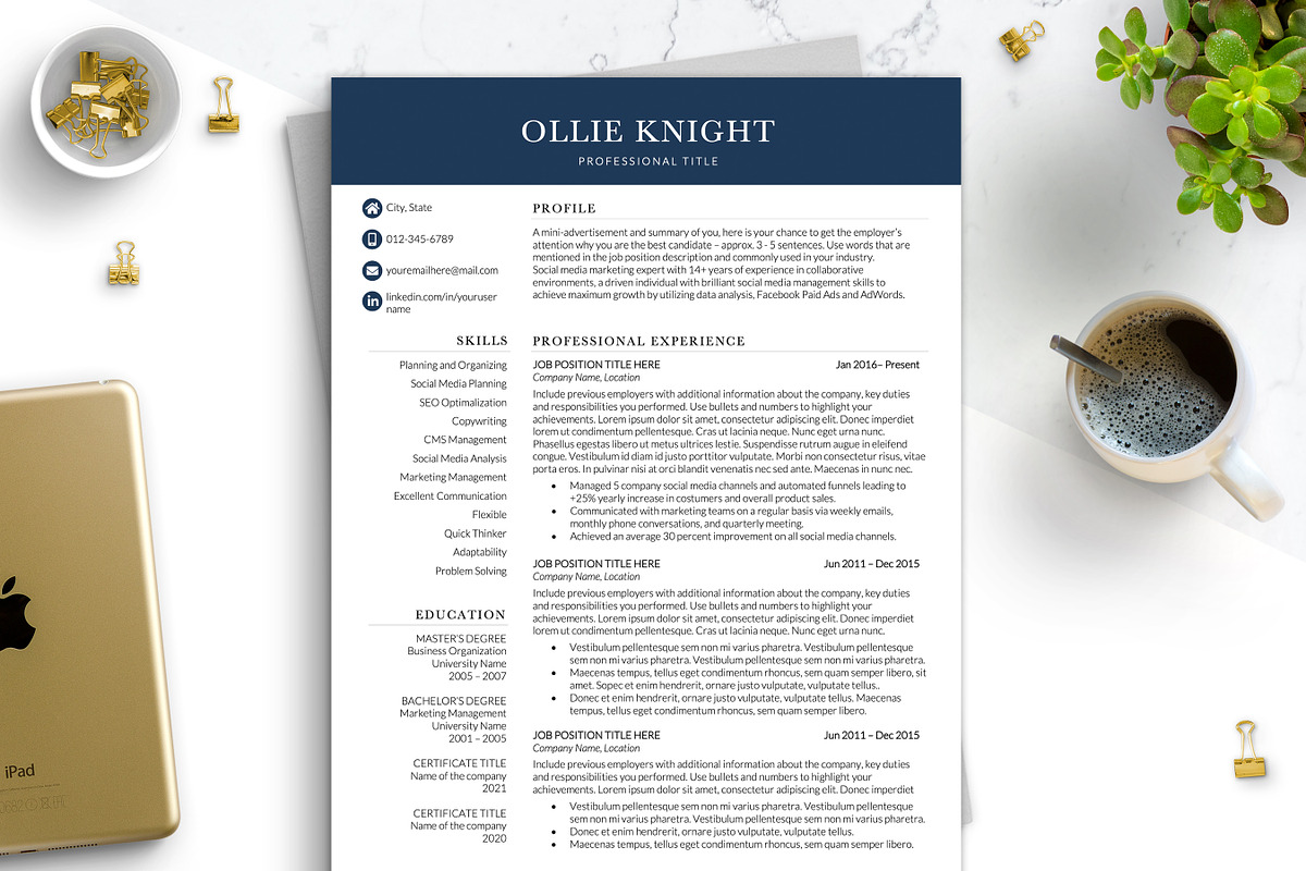 Modern Simple CV Template for Word, a Resume Template by BestResumes.Co (Photo 1 of 7)