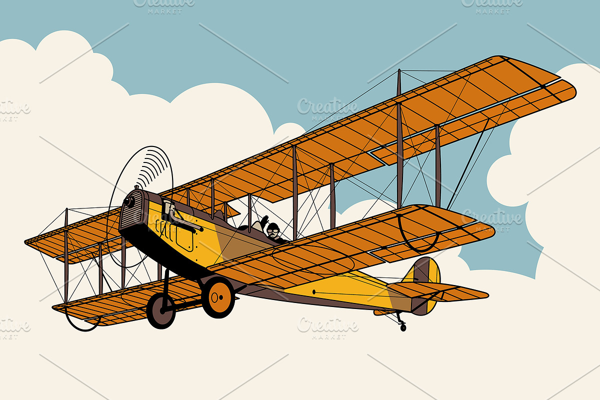 Vintage airplane badge and poster, a Transportation Illustration by Ledokolua (Photo 2 of 2)