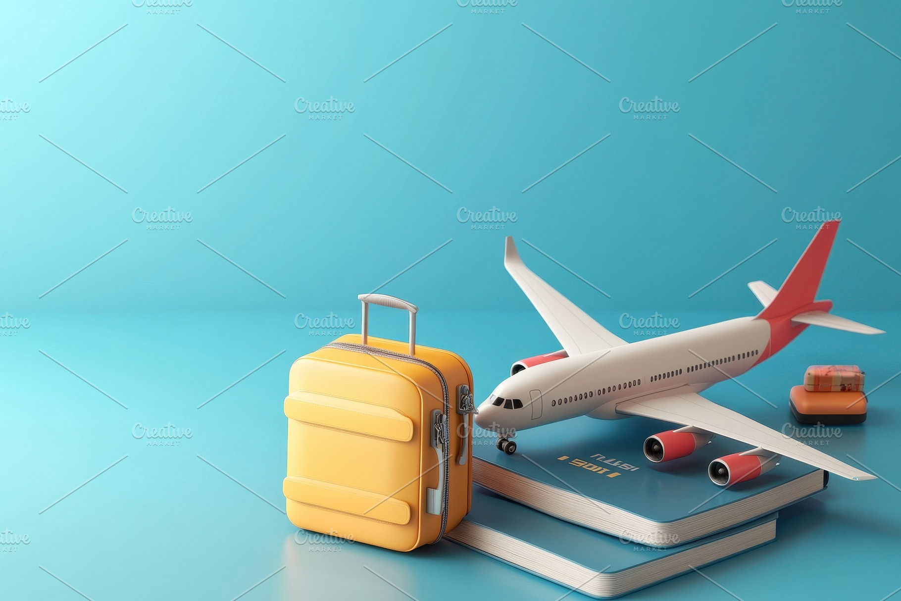 Passport with luggage and planes, a Photo by Pavel_design
