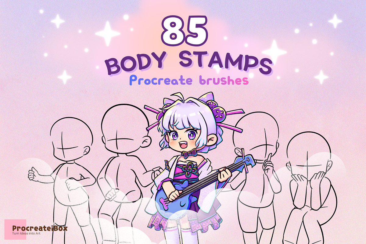 85 Procreate Anime Body Pose Brushes, a Brush Add-On by ProcreateiBox (Photo 1 of 7)