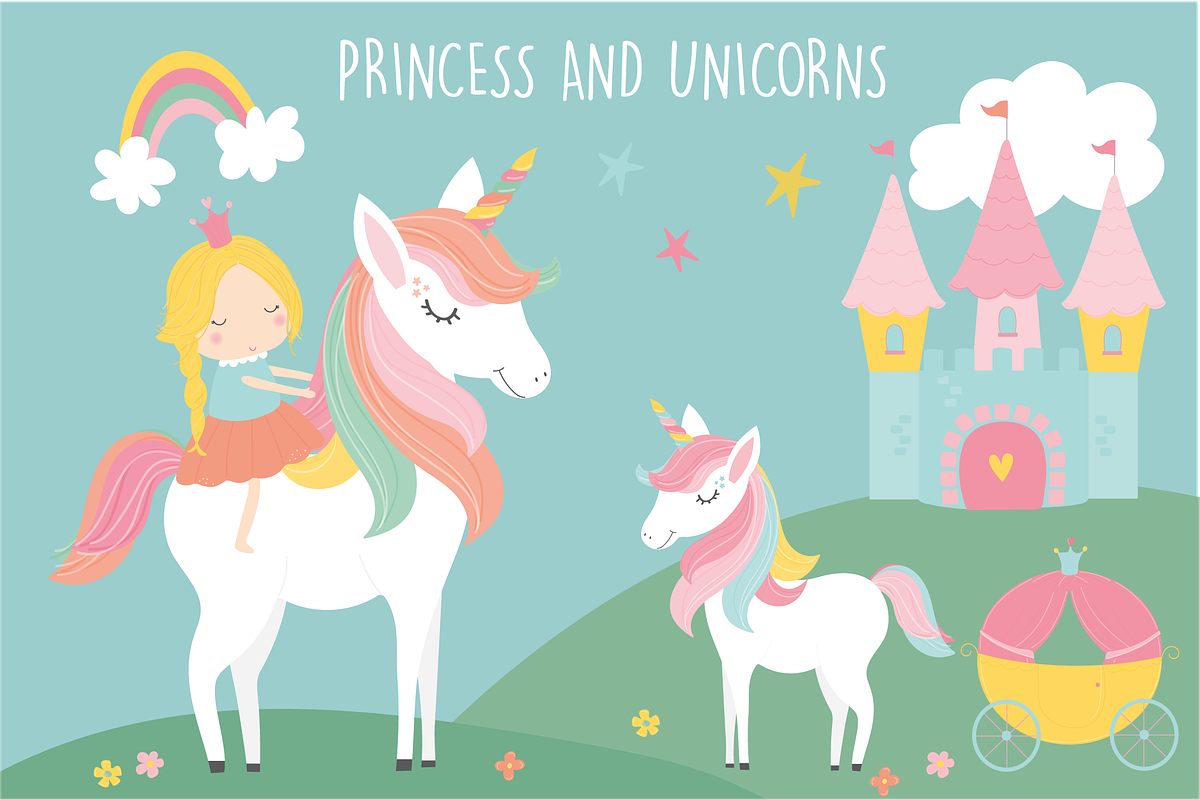 Princess & Unicorns, a Decorative Illustration by Poppymoondesign (Photo 1 of 3)