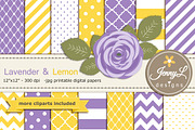 Lavender and Lemon Digital Papers, a Pattern Graphic by JennyL Designs (Thumbnail 1 of 3)