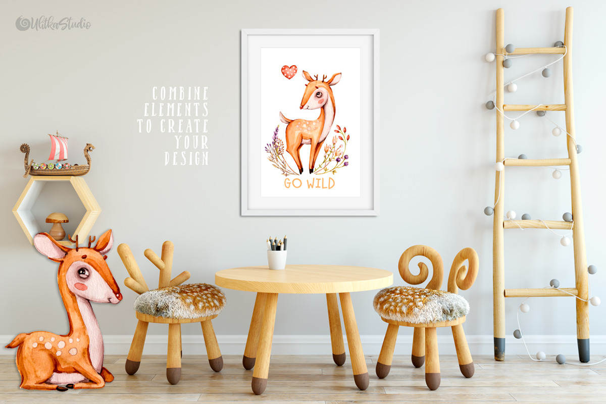 Forest Nursery Watercolor clipart, an Animal Illustration by UlitkaStudio (Photo 4 of 8)