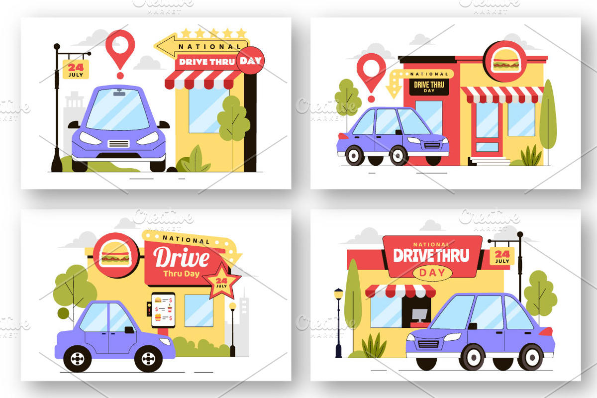 10 Drive Thru Day Illustration, a Food Illustration by denayunebgt (Photo 2 of 4)