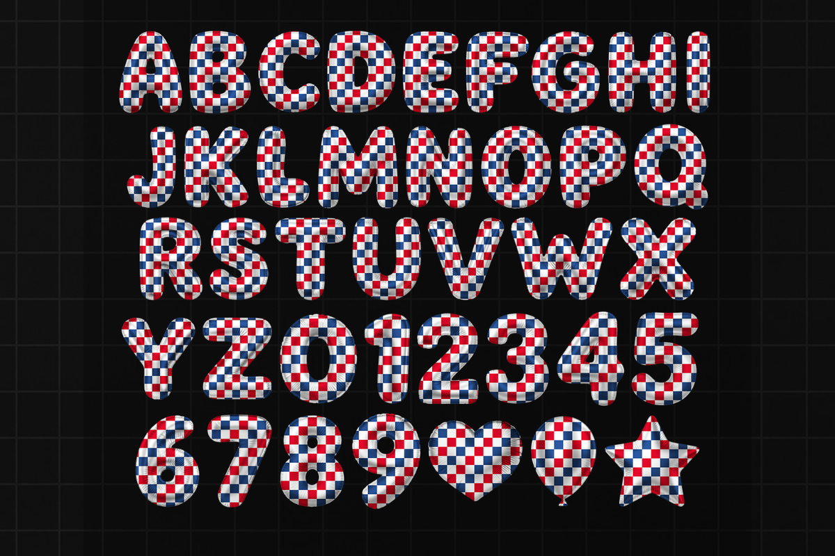 American USA Flag Balloon Font PNG, a Symbol Font by Jozoor (Photo 7 of 9)