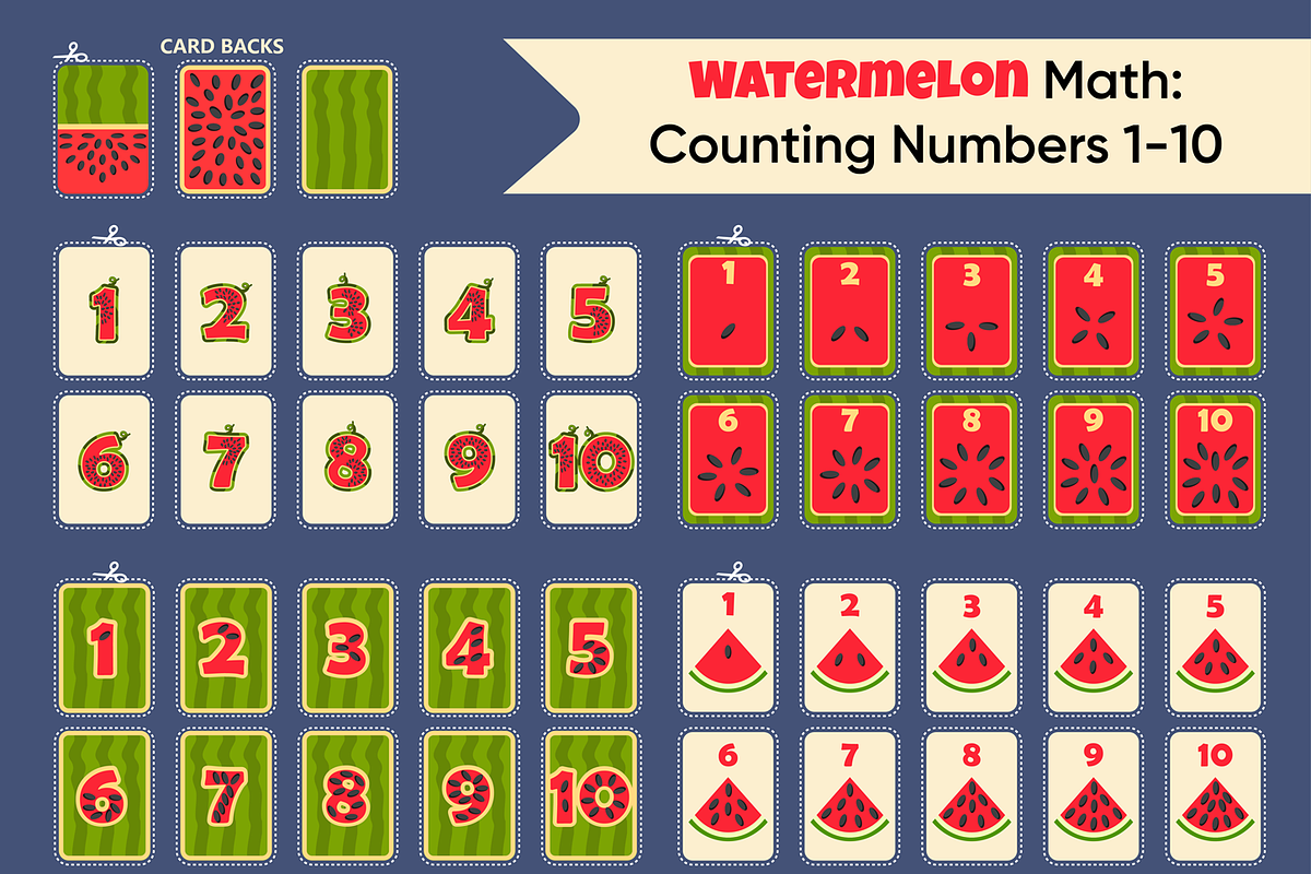 Watermelon Math Educational Games, a Card Template by BabySofja (Photo 2 of 5)